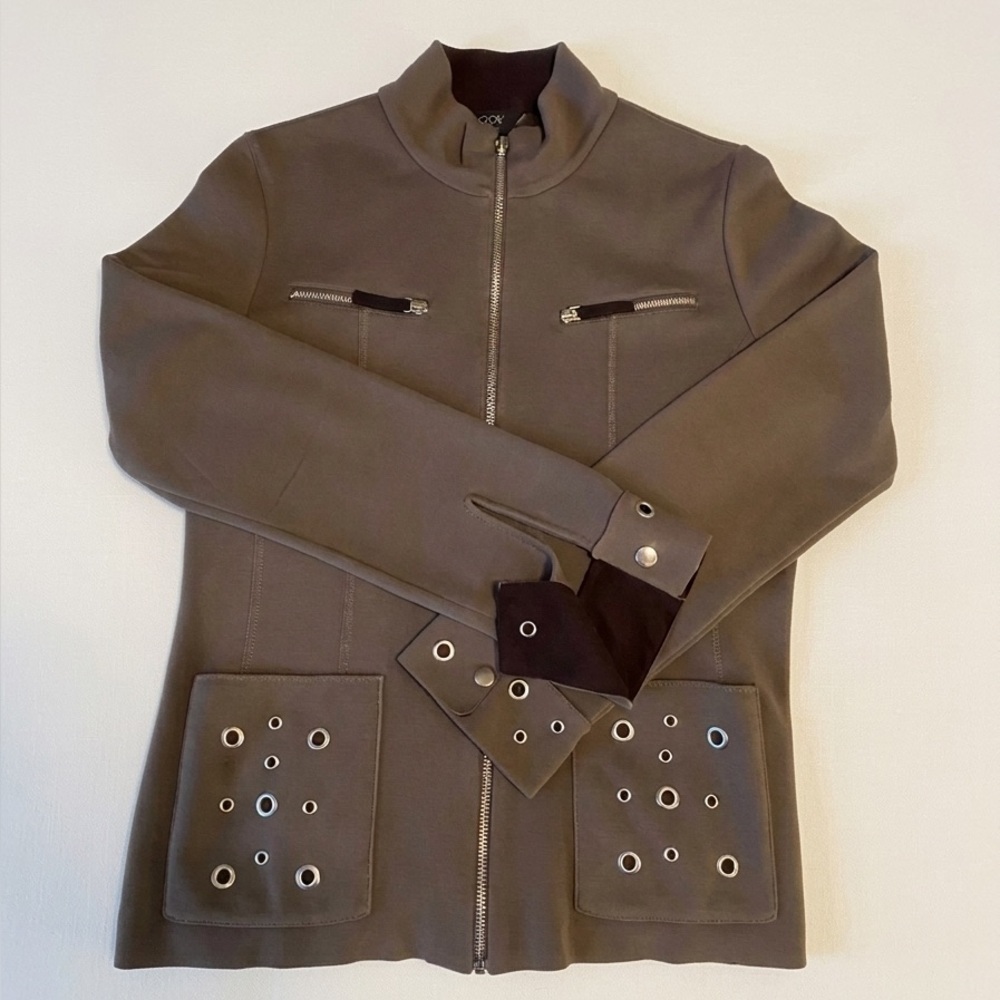 Clorinda Wool Blend zip up Jacket with Silver Accent Italian size Medium